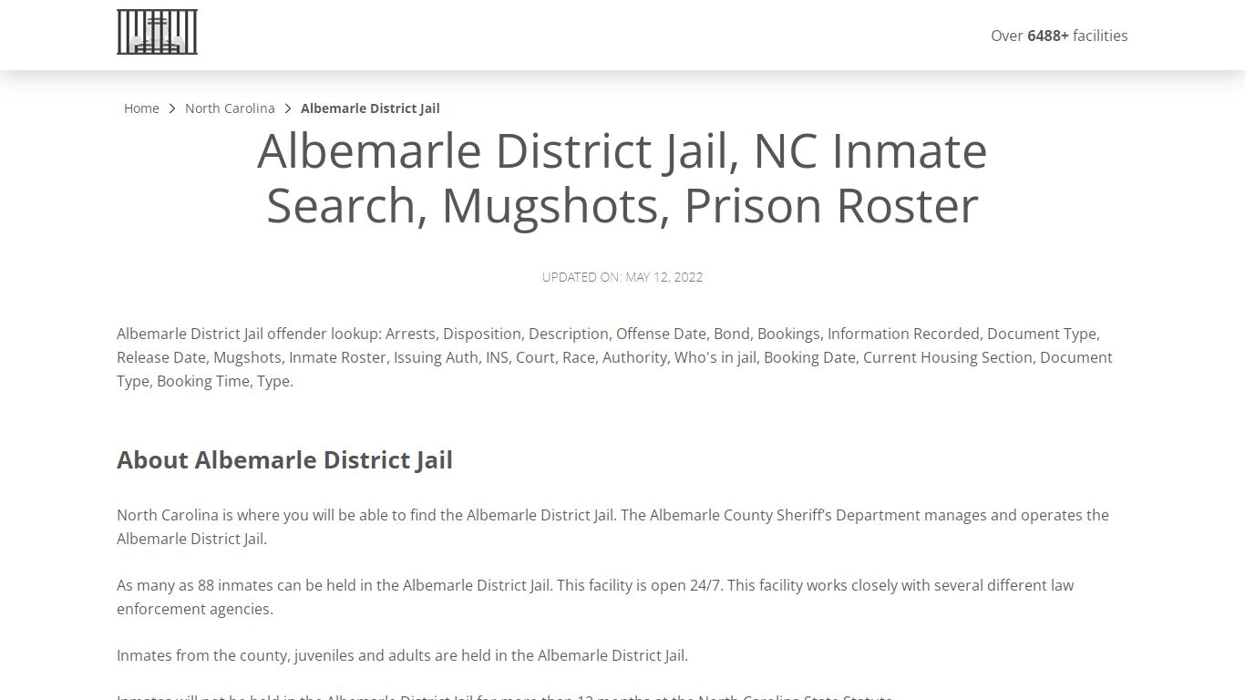 Albemarle District Jail, NC Inmate Search, Mugshots ...